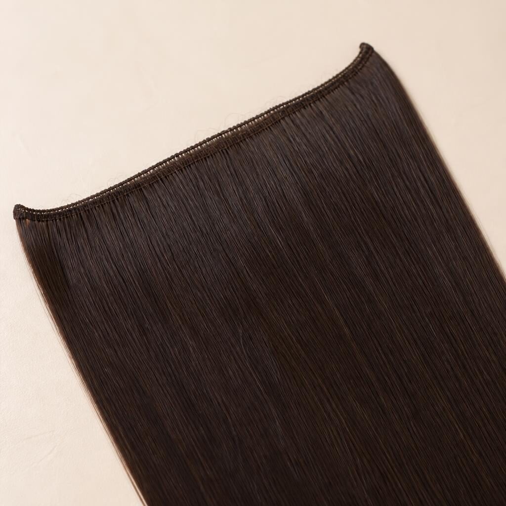 Hand-Tied Weft Extensions — front view · 100% human hair extensions — wholesale from India · Suvita Hair